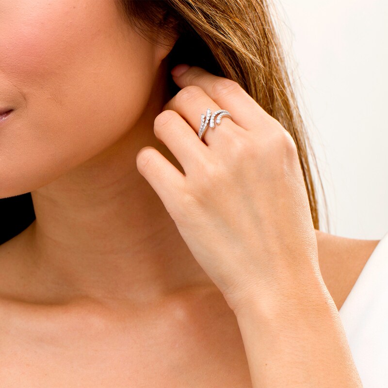 Main Image 3 of Marilyn Monroe™ Collection 1/2 CT. T.W. Journey Diamond Bypass Open Ring in 10K White Gold