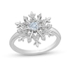 Thumbnail Image 1 of Enchanted Disney Elsa Aquamarine and 1/8 CT. T.W. Diamond Snowflake Ring in Sterling Silver