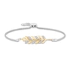 Thumbnail Image 1 of Enchanted Disney Anna 1/10 CT. T.W. Diamond Wheat Bolo Bracelet in Sterling Silver and 10K Gold- 9.0"