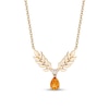 Thumbnail Image 0 of Enchanted Disney Anna Pear-Shaped Citrine and Diamond Accent Double Wheat Necklace in 10K Gold