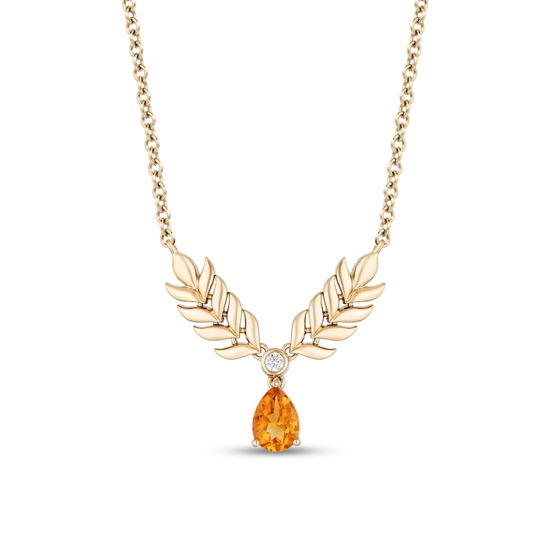 Enchanted Disney Anna Pear-Shaped Citrine and Diamond Accent Double Wheat Necklace in 10K Gold