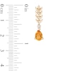 Enchanted Disney Anna Pear-Shaped Citrine and 1/20 CT. T.W. Diamond Wheat Earrings in 10K Gold