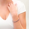 Thumbnail Image 2 of Oval Amethyst and Diamond Accent Tennis Bracelet in Sterling Silver - 7.5"