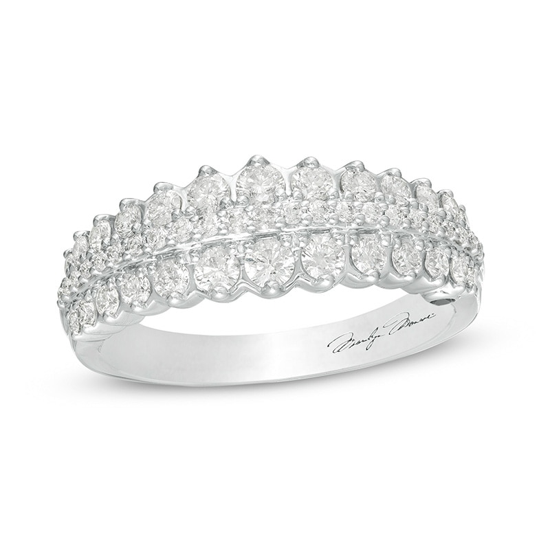 Marilyn Monroe™ Collection 3/4 CT. T.W. Diamond Scallop-Edge Anniversary Band in 14K White Gold