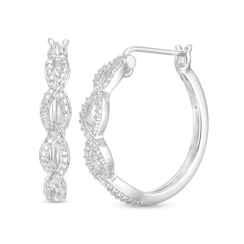 Main Image 1 of Diamond Accent Loose Braid Hoop Earrings in Sterling Silver