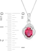 Thumbnail Image 4 of Oval Lab-Created Ruby and White Sapphire Frame Love Knot Drop Pendant and Stud Earrings Set in Sterling Silver
