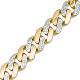 11.3mm Diamond-Cut Alternating Curb Chain Bracelet in 14K Two-Tone Gold - 8.5&quot;