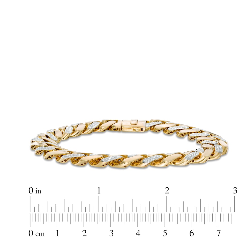 Main Image 4 of 11.3mm Diamond-Cut Alternating Curb Chain Bracelet in 14K Two-Tone Gold - 8.5"