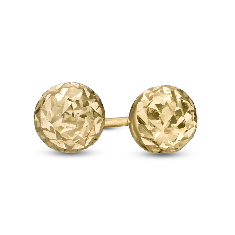 5.0mm Diamond-Cut Ball Stud Earrings in 14K Gold