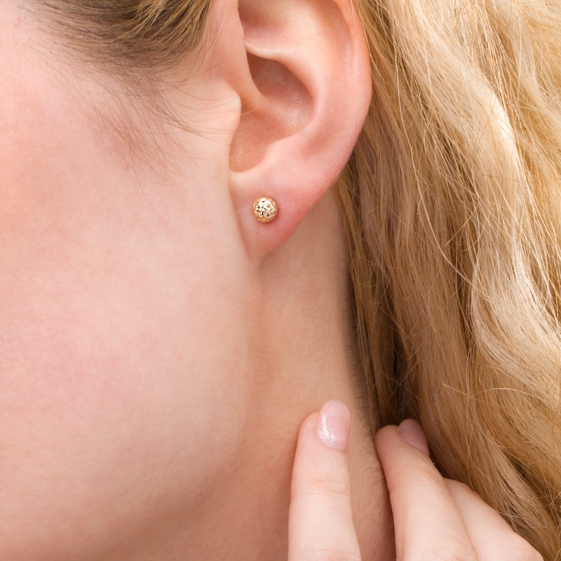 Main Image 2 of 5.0mm Diamond-Cut Ball Stud Earrings in 14K Gold