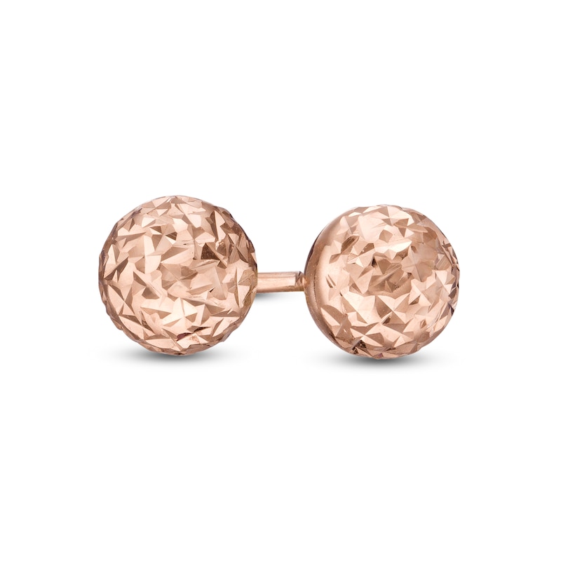 5.0mm Diamond-Cut Ball Stud Earrings in 14K Rose Gold