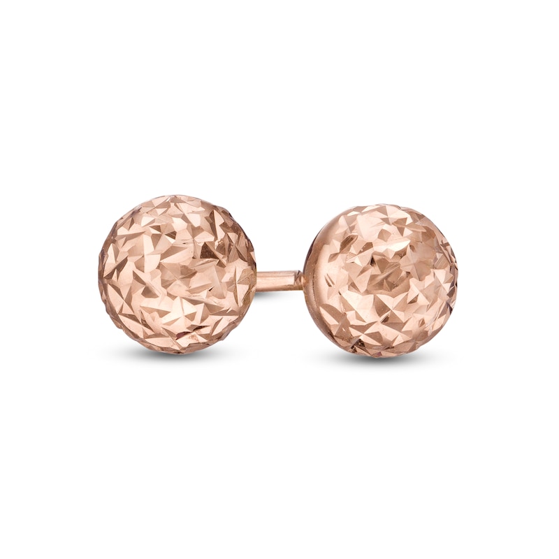 Main Image 1 of 5.0mm Diamond-Cut Ball Stud Earrings in 14K Rose Gold