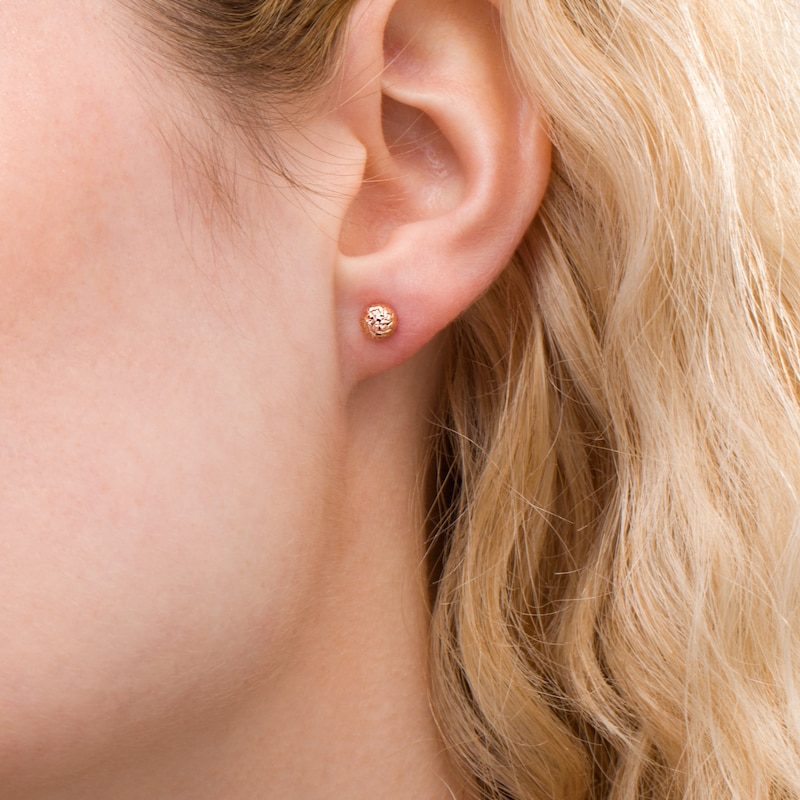 Main Image 2 of 5.0mm Diamond-Cut Ball Stud Earrings in 14K Rose Gold