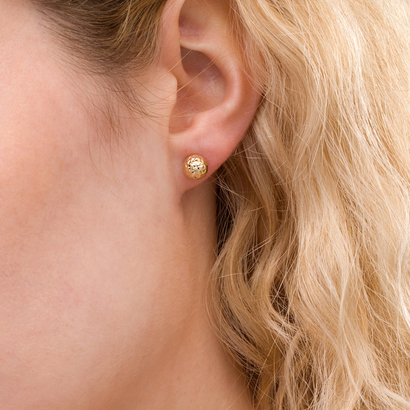 Main Image 2 of 7.0mm Diamond-Cut Ball Stud Earrings in 14K Gold