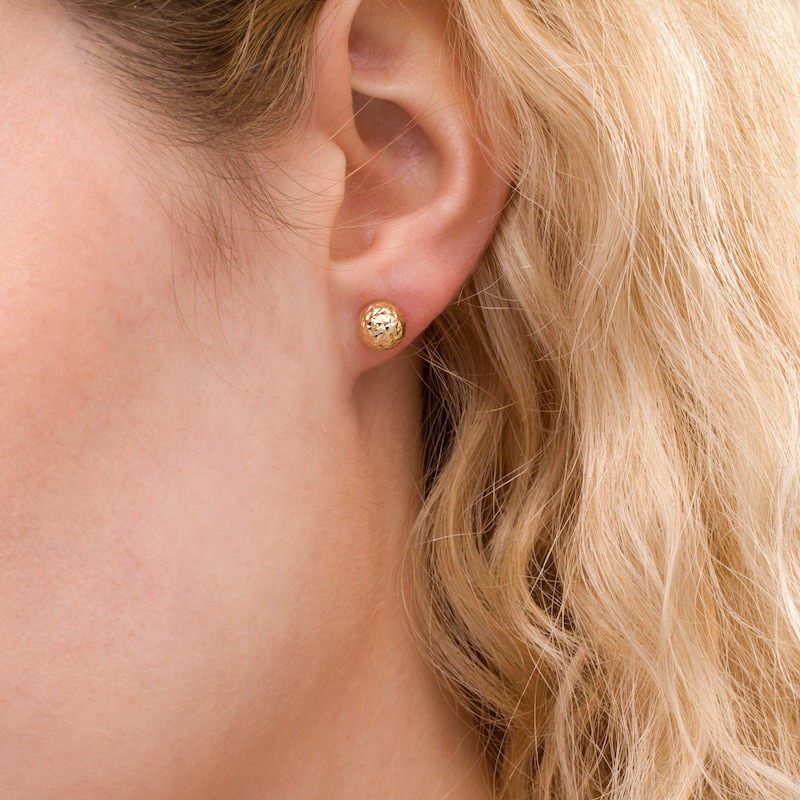 7.0mm Diamond-Cut Ball Stud Earrings in 14K Gold