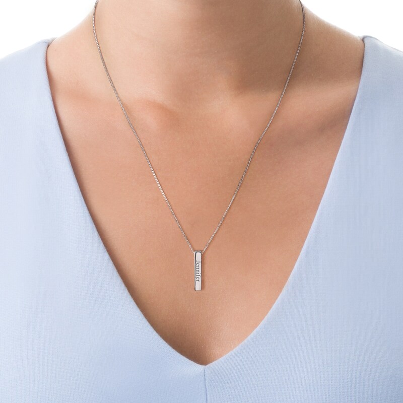 chain 18 inch Free Engraving Sterling Silver Necklace Men Bar Pendant Personalized Custom Engraved Name or Words chain 18 inch Free Engraving Sterling Silver Necklace Men Bar Pendant Personalized Custom Engraved Name or Words