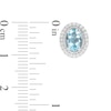 Oval Aquamarine and White Lab-Created Sapphire Rope Double Frame Stud Earrings in Sterling Silver