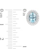 Thumbnail Image 2 of Oval Aquamarine and White Lab-Created Sapphire Rope Double Frame Stud Earrings in Sterling Silver