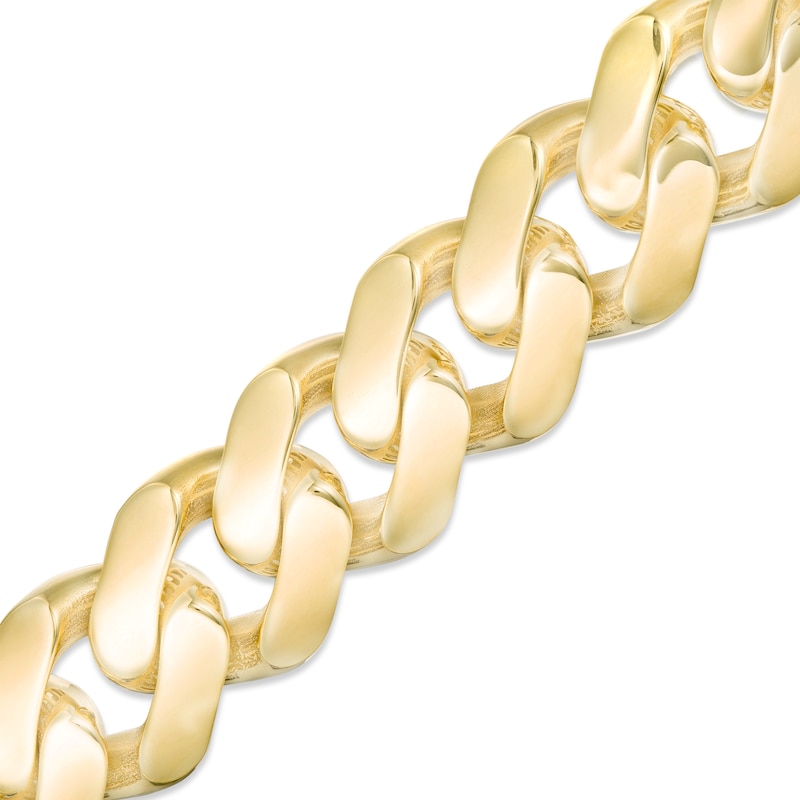 Main Image 1 of Men's 13.5mm Cuban Curb Chain Bracelet in Hollow 14K Gold - 8.5"