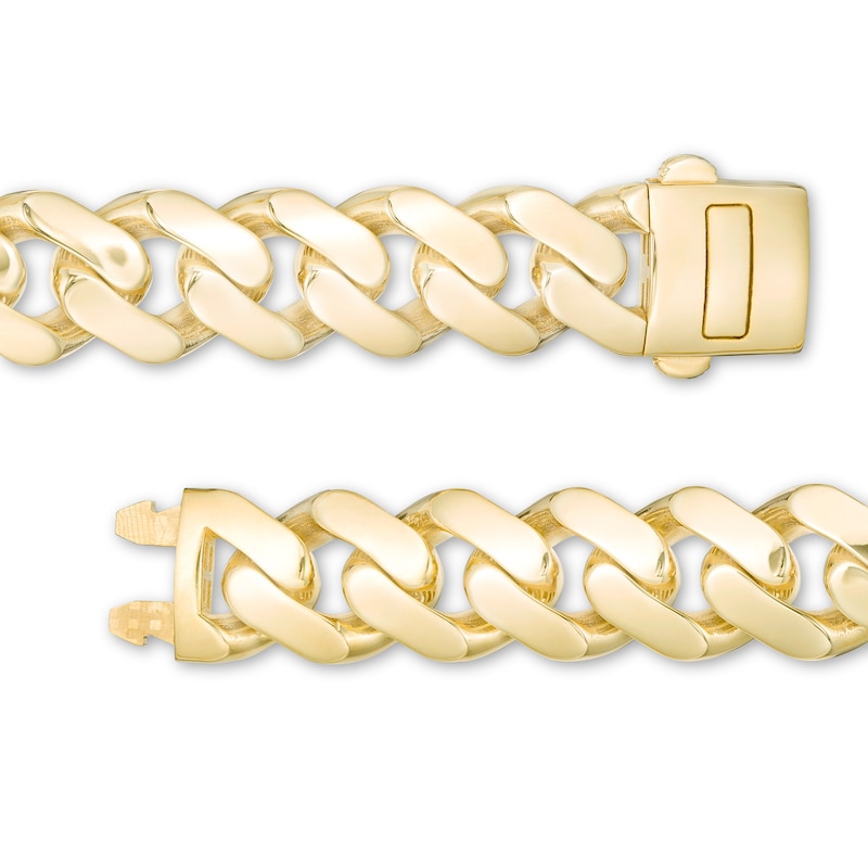 Main Image 3 of Men's 13.5mm Cuban Curb Chain Bracelet in Hollow 14K Gold - 8.5"