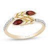 Thumbnail Image 1 of Enchanted Disney Anna Marquise Rhodolite Garnet and 1/10 CT. T.W. Diamond Wheat Wrap Ring in 10K Gold