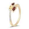 Thumbnail Image 1 of Enchanted Disney Anna Marquise Rhodolite Garnet and 1/10 CT. T.W. Diamond Wheat Wrap Ring in 10K Gold