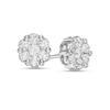 Thumbnail Image 1 of 1 CT. T.W. Multi-Diamond Floral Stud Earrings in 10K White Gold