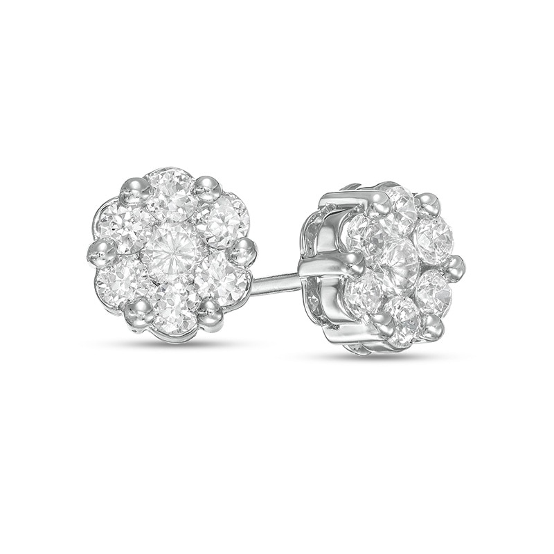 Main Image 1 of 1 CT. T.W. Multi-Diamond Floral Stud Earrings in 10K White Gold