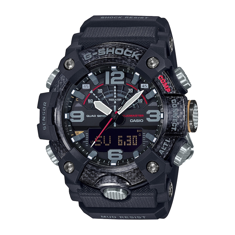 Men's Casio G-Shock Master of G Black Strap Watch with Black and Red Dial (Model: GGB100-1A)