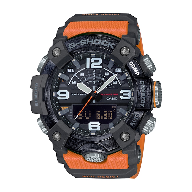 Men's Casio G-Shock Master of G Orange Strap Watch with Black Dial (Model: GGB100-1A9)