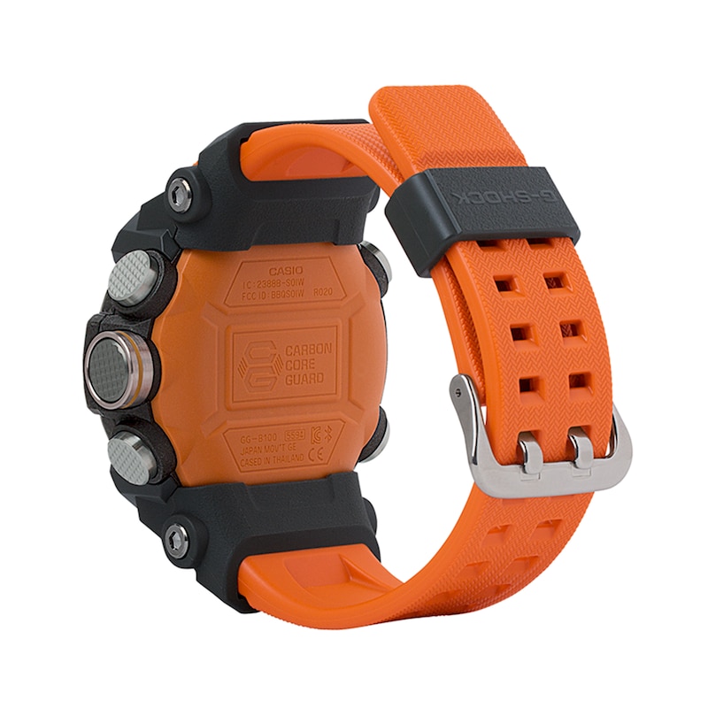 Men's Casio G-Shock Master of G Orange Strap Watch with Black Dial (Model: GGB100-1A9)