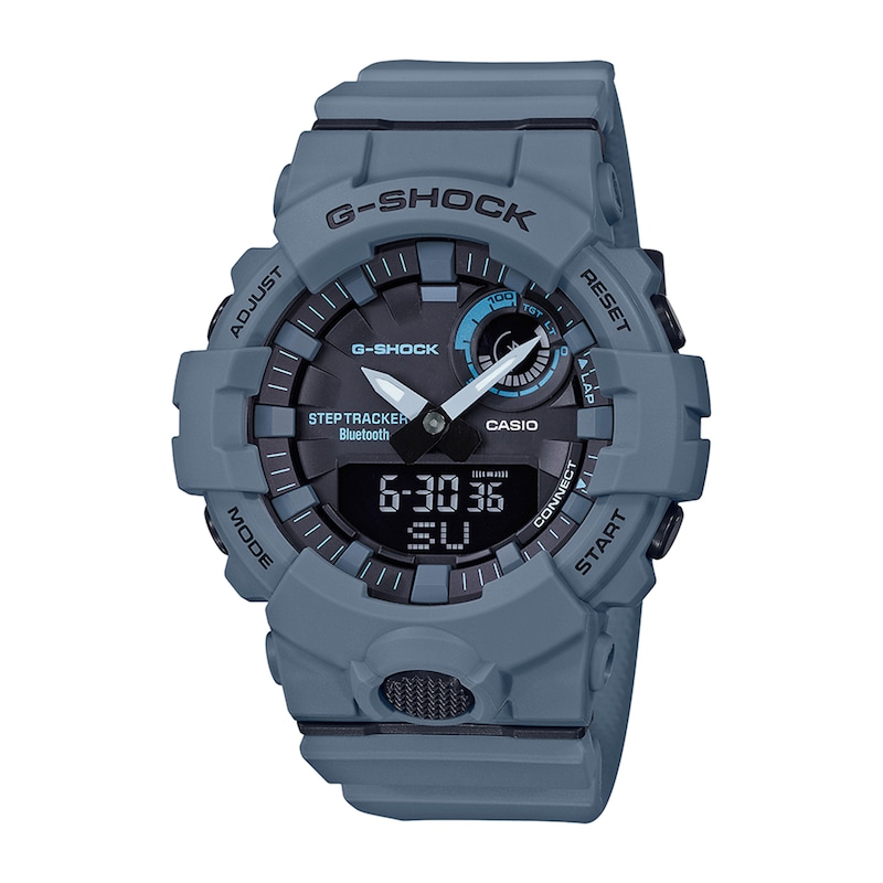 Men's Casio G-Shock Power Trainer Blue Grey Strap Watch with Black Dial (Model: GBA800UC-2A)