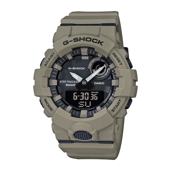 Men's Casio G-Shock Power Trainer Khaki Strap Watch with Black Dial (Model: GBA800UC-5A)