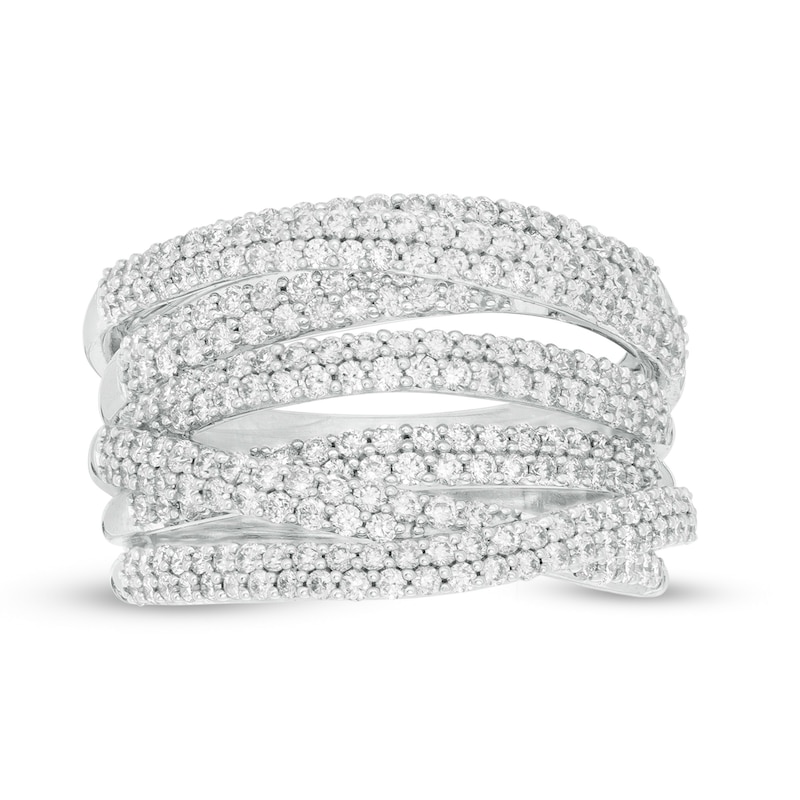 Main Image 1 of 1-1/2 CT. T.W. Diamond Multi-Row Orbit Ring in 10K White Gold