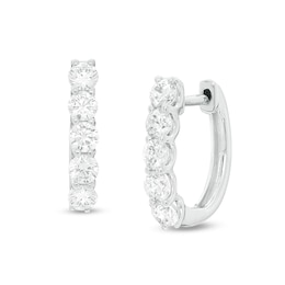 1 CT. T.W. Diamond Five Stone Hoop Earrings in 10K White Gold