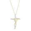 Thumbnail Image 1 of 1/10 CT. T.W. Diamond Swirl Ribbon Cross Pendant in 10K Gold