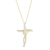 Thumbnail Image 0 of 1/10 CT. T.W. Diamond Swirl Ribbon Cross Pendant in 10K Gold