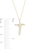 Thumbnail Image 1 of 1/10 CT. T.W. Diamond Swirl Ribbon Cross Pendant in 10K Gold