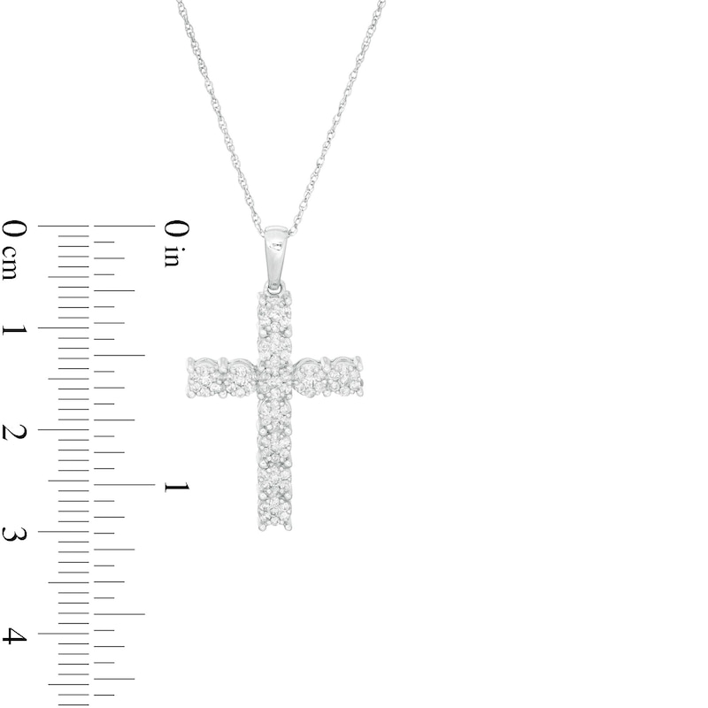 Main Image 2 of 1/2 CT. T.W. Composite Diamond Cross Pendant in 10K White Gold