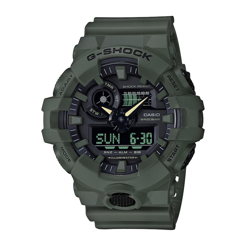 Men's Casio G-Shock Classic Green Strap Watch with Black Dial (Model: GA700UC-3A)