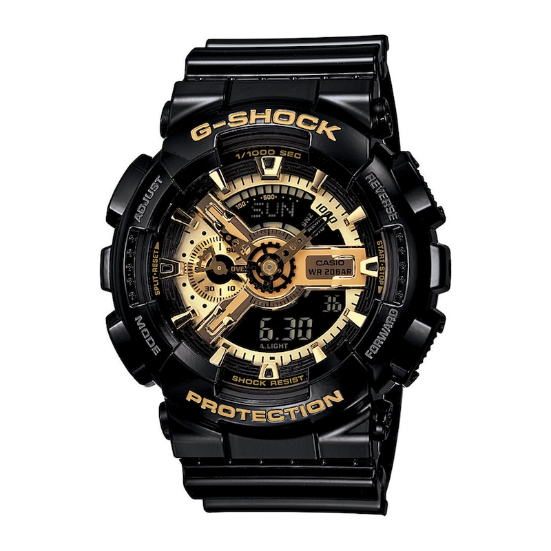 Main Image 1 of Men's Casio G-Shock Classic Resin Strap Watch with Black and Gold-Tone Dial (Model: GA110GB-1A)