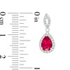Thumbnail Image 3 of Pear-Shaped Lab-Created Ruby and White Sapphire Frame Teardrop Earrings in Sterling Silver