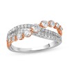 Thumbnail Image 1 of 3/4 CT. T.W. Diamond Wave Triple Row Crossover Ring in 10K Two-Tone Gold