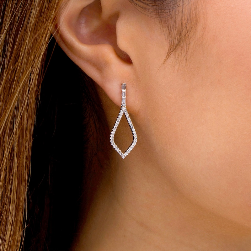 Main Image 3 of Marilyn Monroe™ Collection 3/8 CT. T.W. Diamond Teardrop Earrings in 10K White Gold