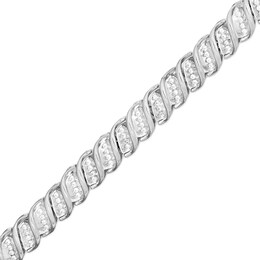 1/2 CT. T.W. Diamond Cascading &quot;S&quot; Link Bracelet in 10K White Gold - 7.25&quot;