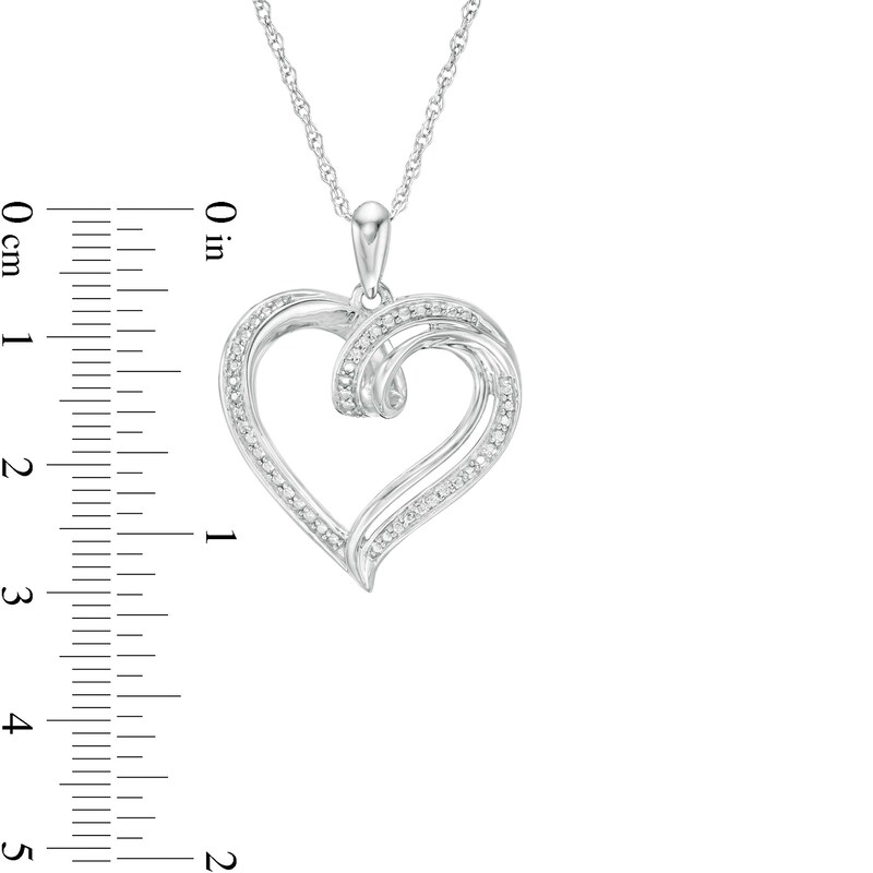 Main Image 2 of Diamond Accent Swirl Loop Heart Pendant in Sterling Silver