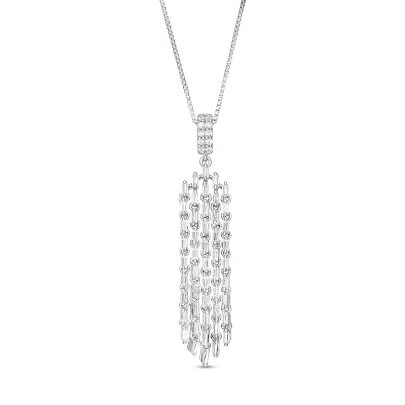 Main Image 1 of Marilyn Monroe™ Collection 1/2 CT. T.W. Diamond Tassel Dangle Pendant in 10K White Gold