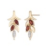 Thumbnail Image 0 of Enchanted Disney Anna Marquise Rhodolite Garnet and Diamond Accent Wheat Drop Earrings in 10K Gold