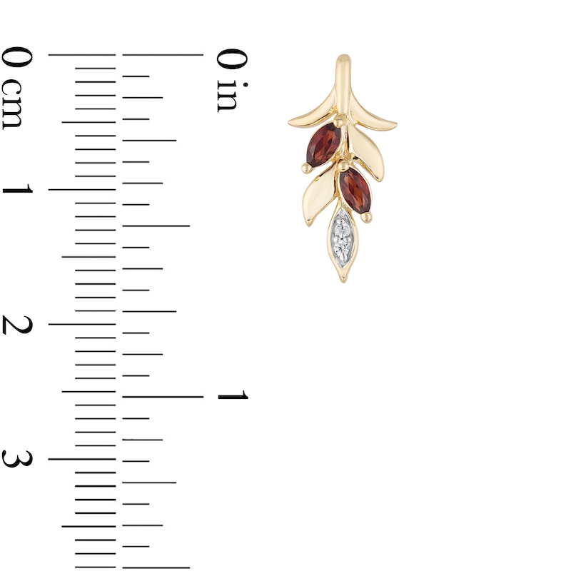 Main Image 2 of Enchanted Disney Anna Marquise Rhodolite Garnet and Diamond Accent Wheat Drop Earrings in 10K Gold