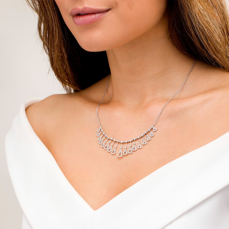 Main Image 3 of Marilyn Monroe™ Collection 1-1/2 CT. T.W. Diamond Dangle Necklace in 10K White Gold